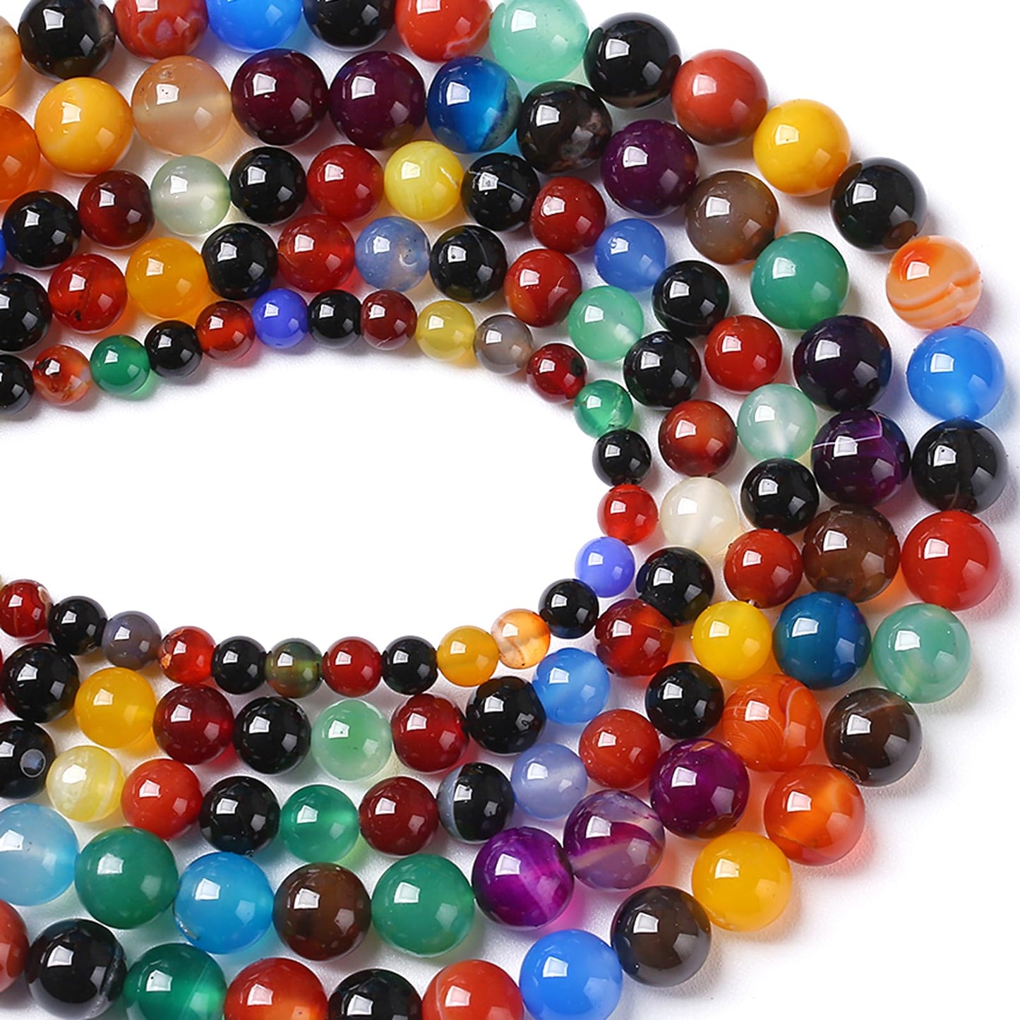 Natural Colorful Agates Stone Beads for Jewelry Making Round Gemstone Beads DIY Bracelet Necklace 180pcs 4MM 2 Strands 32"