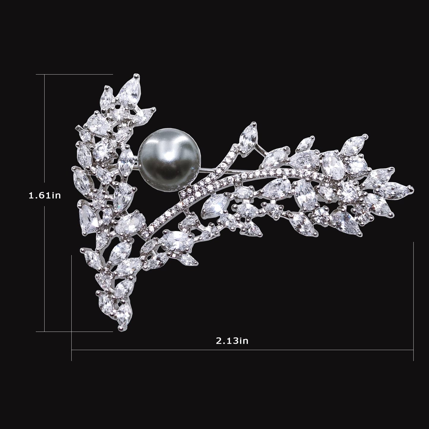 SinglinArt Brooches for Women Girls Silver Rhinestone Crystal Jewelry