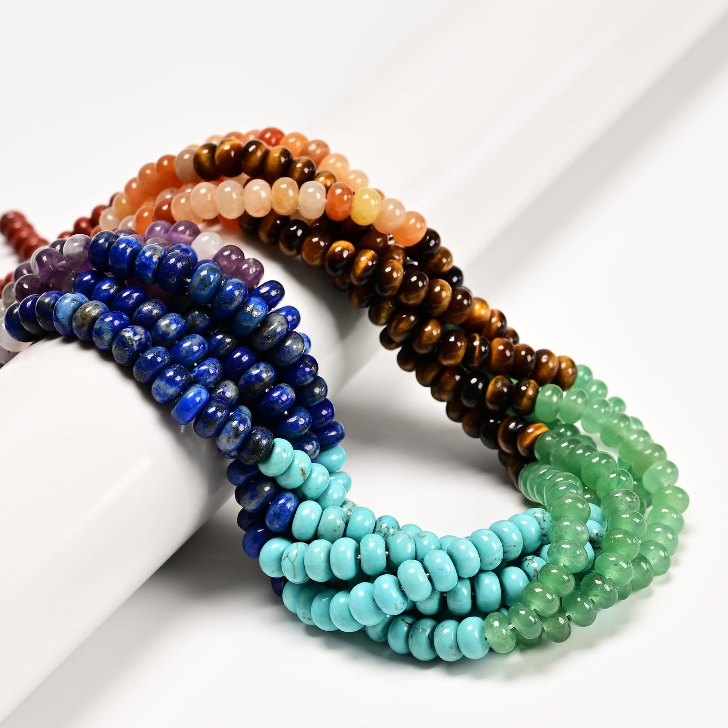 4x6mm Natural Rondelle Beads – Loose Gemstone Spacers for DIY Jewelry Making (Chakra)