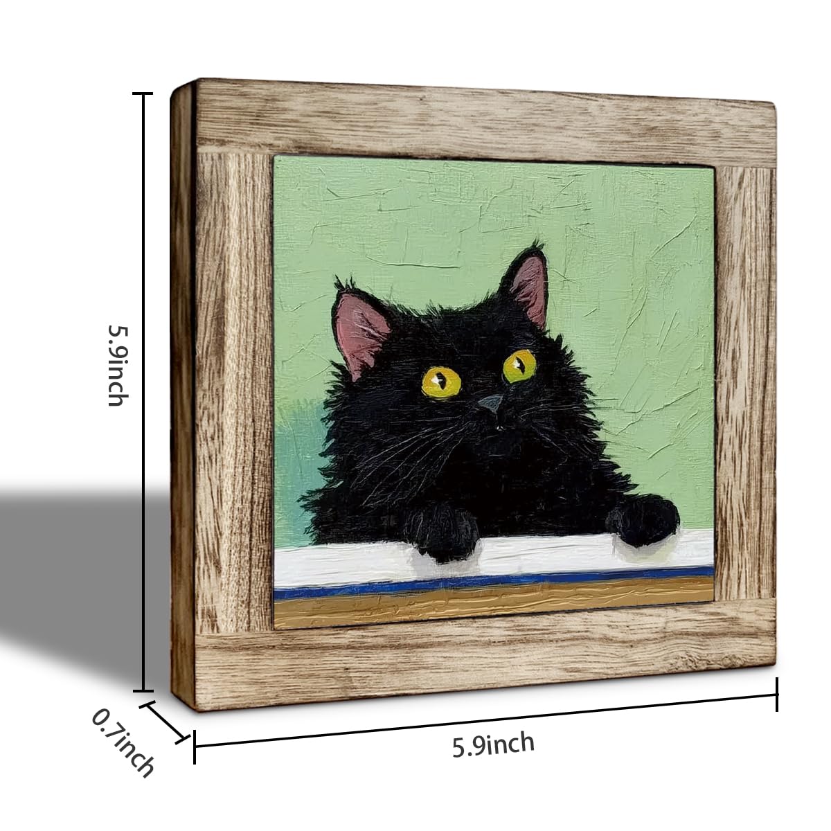 Funny Black Cat Wooden Plaques Desk Decor, Whimsical Tabletop Sign for Cat Lovers, Unique Gift for Home Office, Kitchen, Bedroom Decor