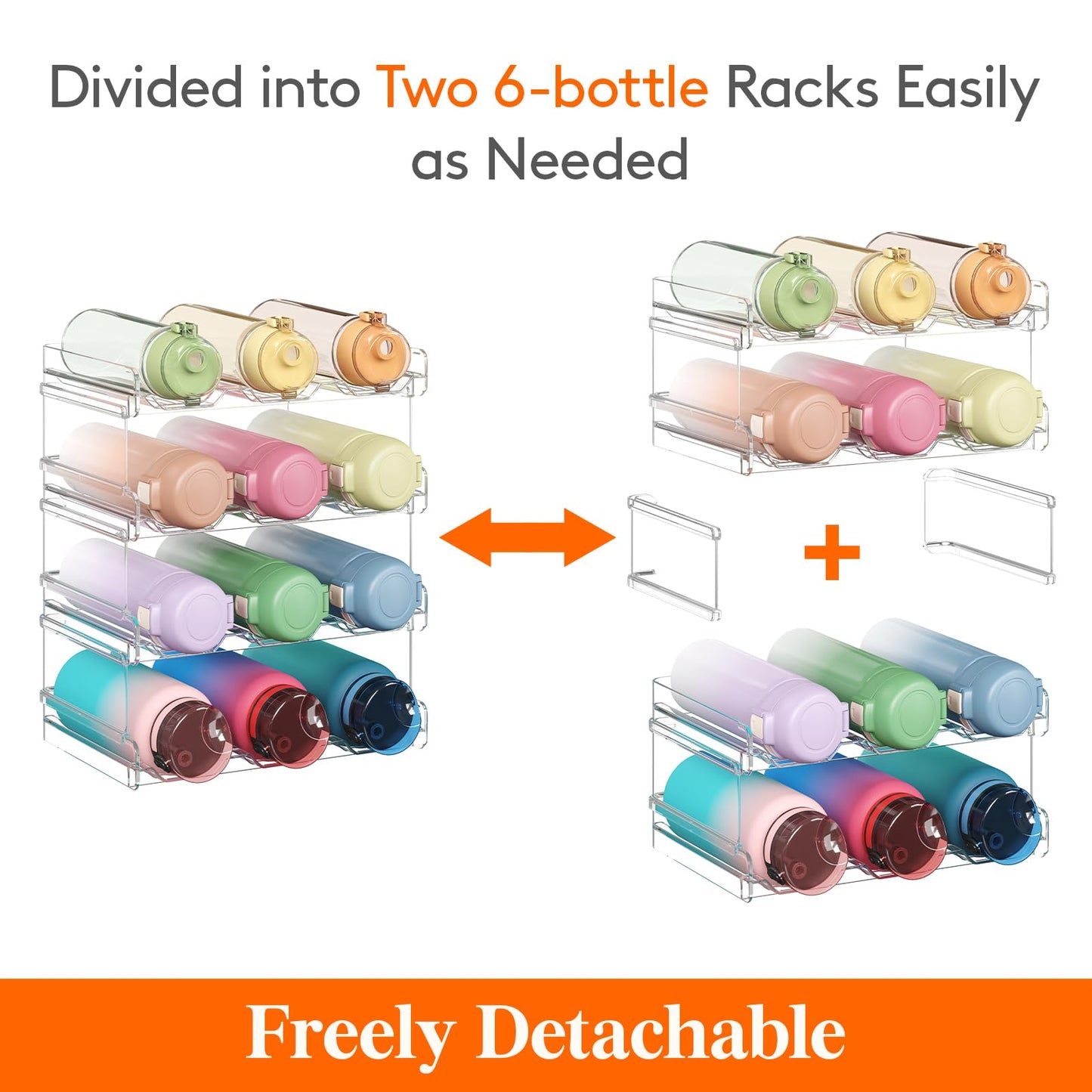 Lifewit 4 Tier Stackable Water Bottle Organizer for Cabinet, Plastic Bottle Holder Fits 12 Bottles/Tumblers up to 3.8" Diameter for Pantry/Countertop/Cupboard, 28 x 19 x 34 cm/11 × 7.5 × 13.4"
