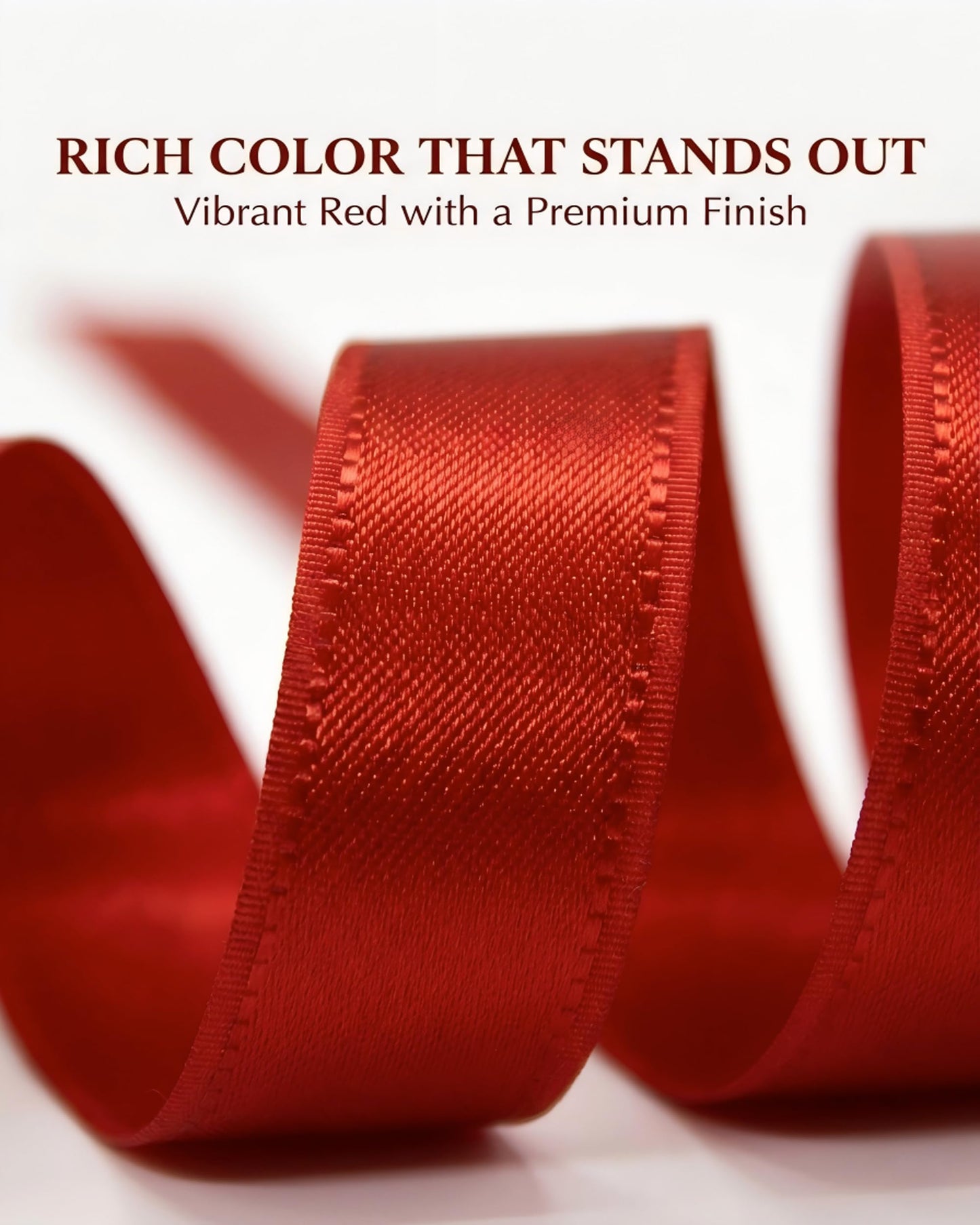 Red Taffeta-Edged Ribbon, 1-1/2” x 50 Yards Double Face Satin Ribbon with Structured Edge, Shape-Holding Ribbon for Bows DIY Crafts Home Decor Apparel & Sewing Gift Wrapping Bouquets