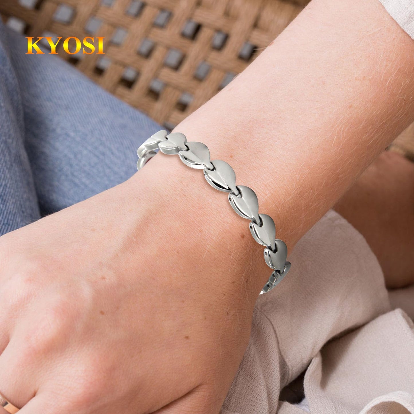 KYOSI Magnetic Bracelets for Women Stainless Steel Magnet Bracelet Special Jewelry with Sizing Tool Mothers Day Gift