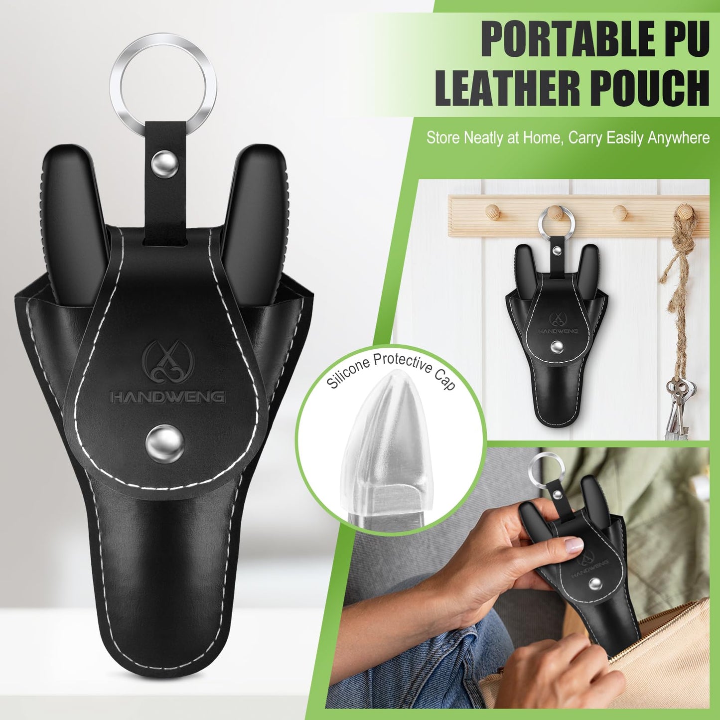 Ingrown Toenail Clippers for Thick Toe Nails, Straight Nail Clippers for Men, Heavy Duty Toe Nail Clippers with Soft Handle, Ultra Sharp Stainless Steel Fingernail Clippers with PU Leather Pouch