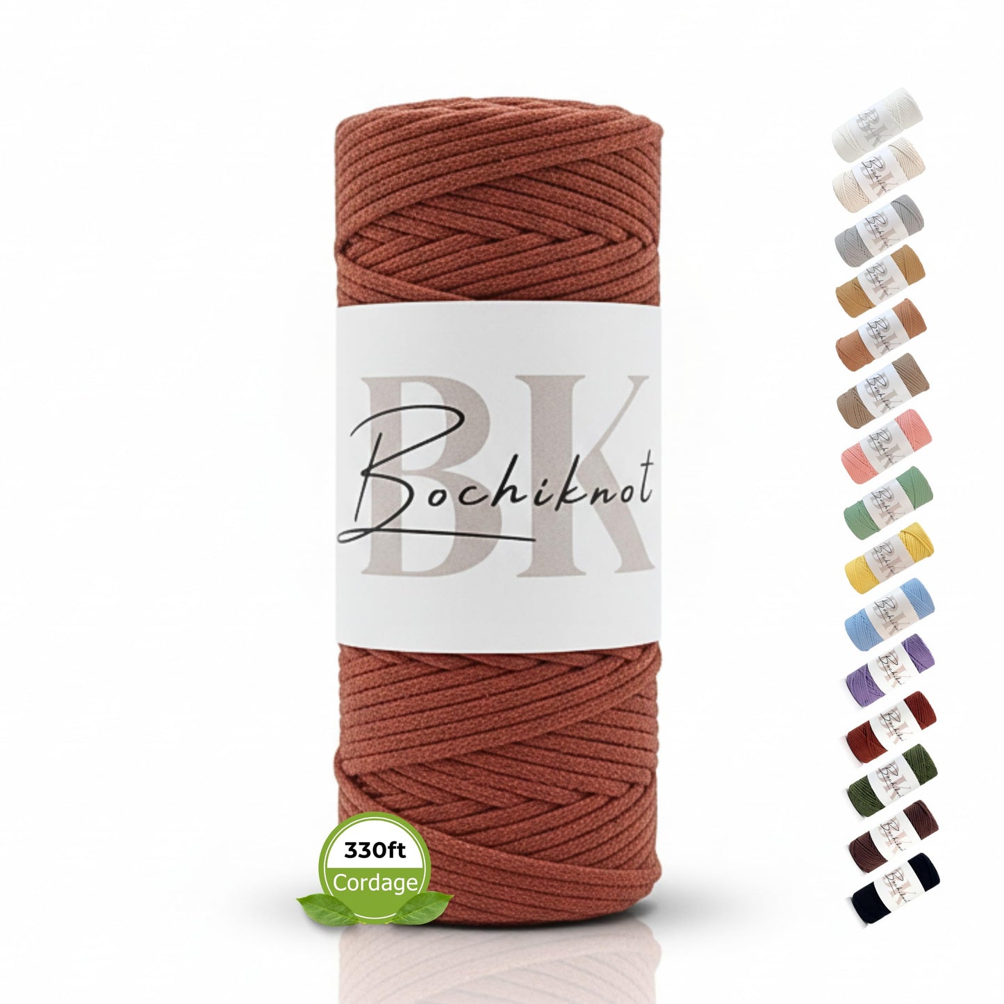 BOCHIKNOT Braided Macrame Cord 3mm x 109yds - Braided Rope for Macrame Wall Hanging Plant Hanger - 3mm Braided Macrame Cord - Cotton Macrame Cord for Crafts (Terracotta)