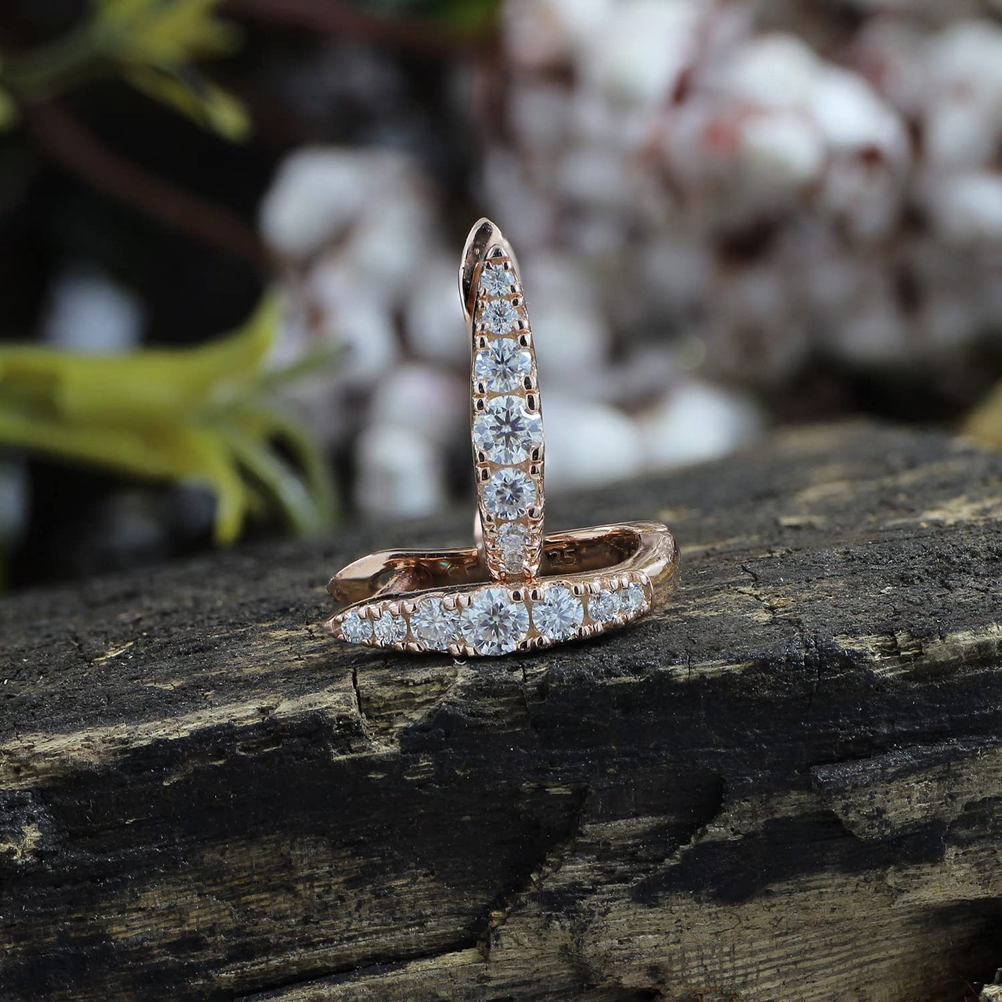 Huggie Hoop Earrings for Women Round Lab Created Moissanite Earrings for Her in 14K Rose Gold Over Sterling Silver Jewelry
