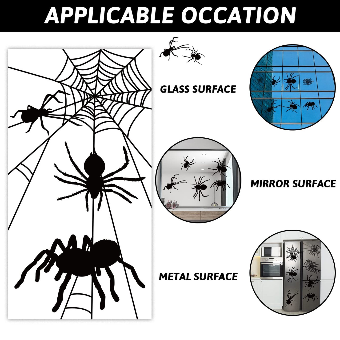 Spooky Monster Window Decorations - Scary Silhouette PVC Mirror Glass Window Stickers (4 Sheets) for Halloween Party Supplies