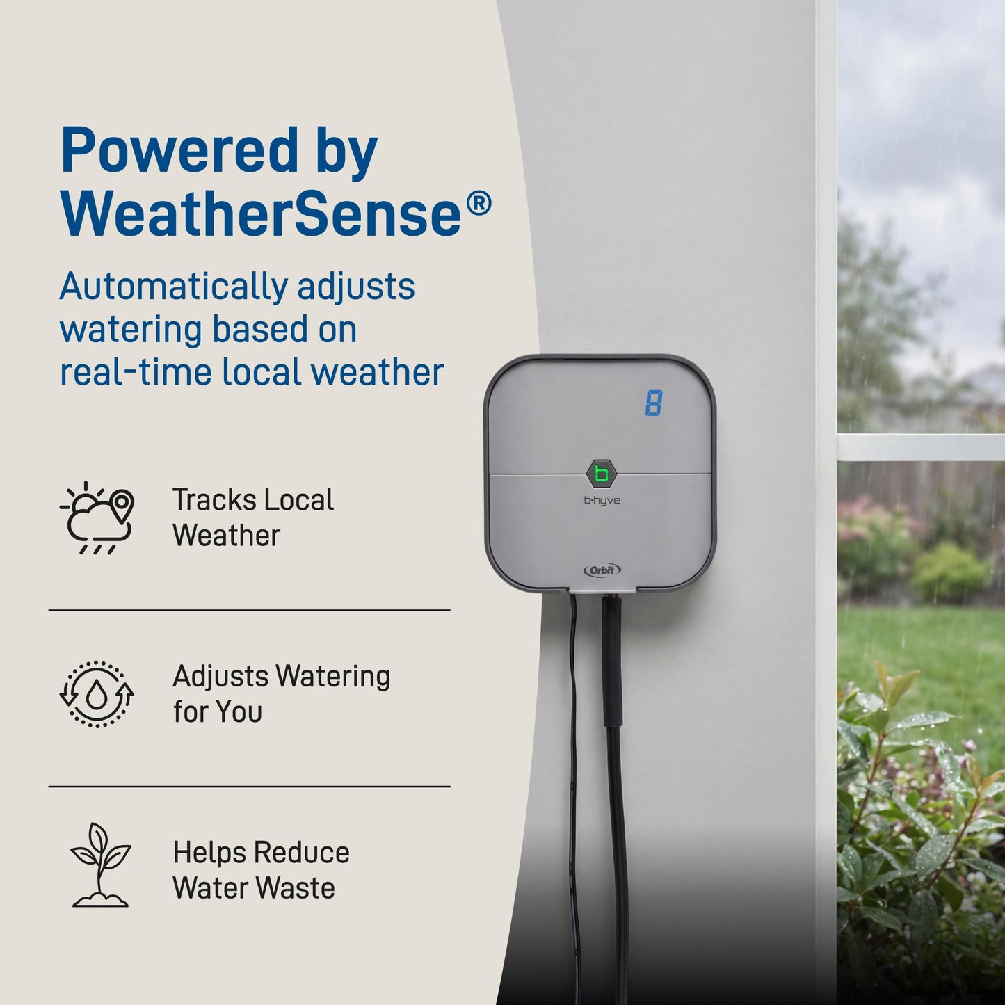 Orbit B-hyve Indoor Smart Sprinkler Controller - 8-Zone - WiFi Irrigation Controller - App Controlled Irrigation with Weather Adjustment - Easy Installation Smart Home Ready Device - 57925