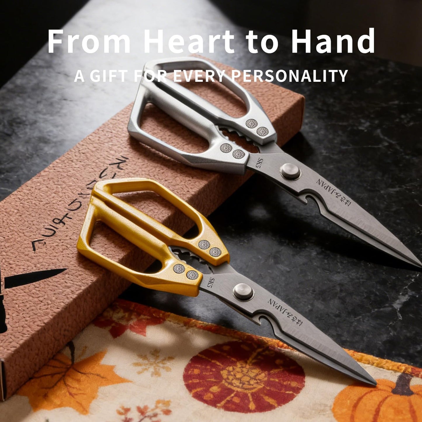 Kitchen Scissors with Sheath Set Gold, Heavy Duty Kitchen Shears All Purpose, Kitchen Shear for Food Meat Cutting Scissor, Chicken Scissors, Food Shears Gifts for Men Women
