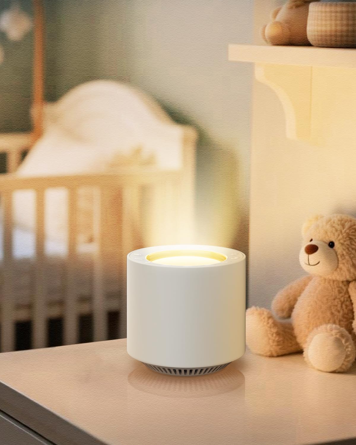PureNurt White Noise Sound Machine: Red Light Therapy Sleep Sound Machine with 38 Soothing Sounds & Calming Womb Soother, Memory Function, Dimmable Nursery Night Light with Timer for Baby Adult Gift