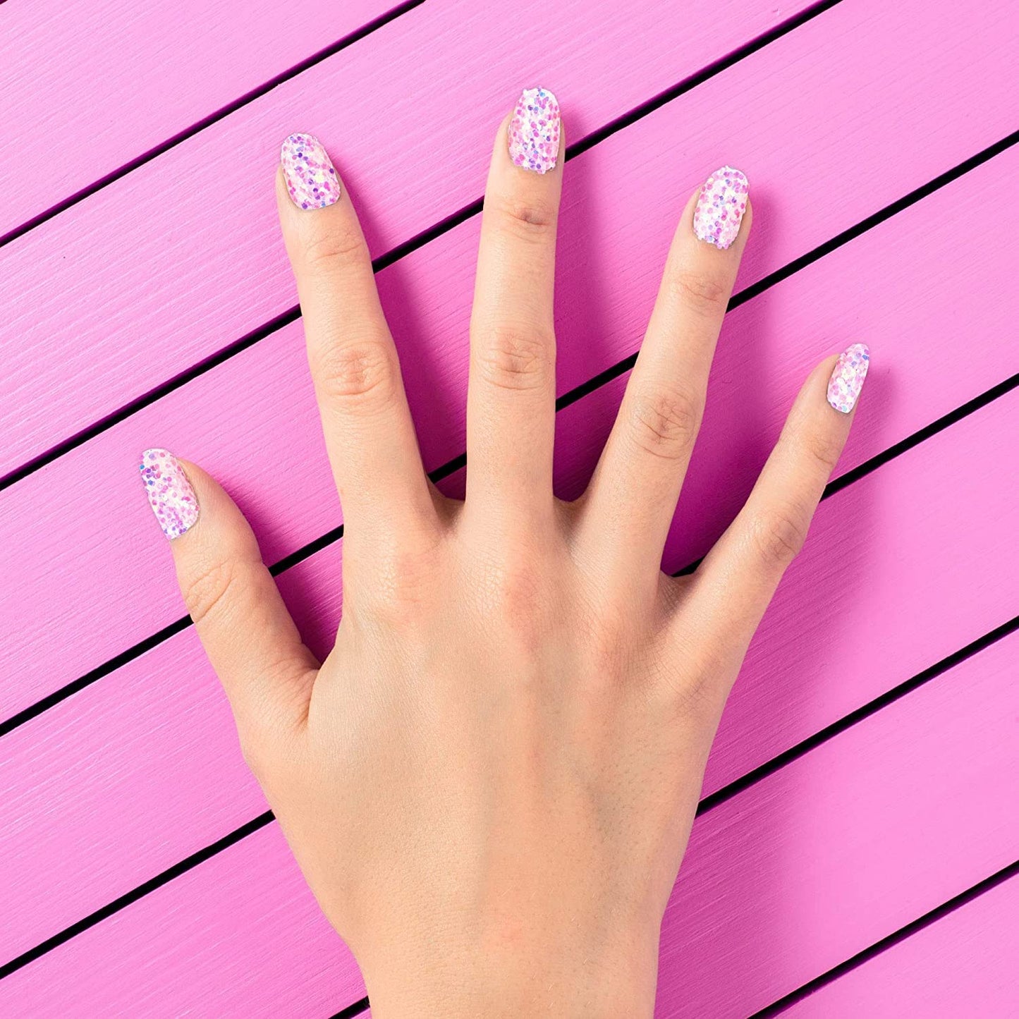 7 Day Manicure Collection - 84PC Press On Nail Set, Day-of-The-Week Adhesive False Nails for Girls – Colorful Novelty Designs Stick On Nails for Kids (BFF)