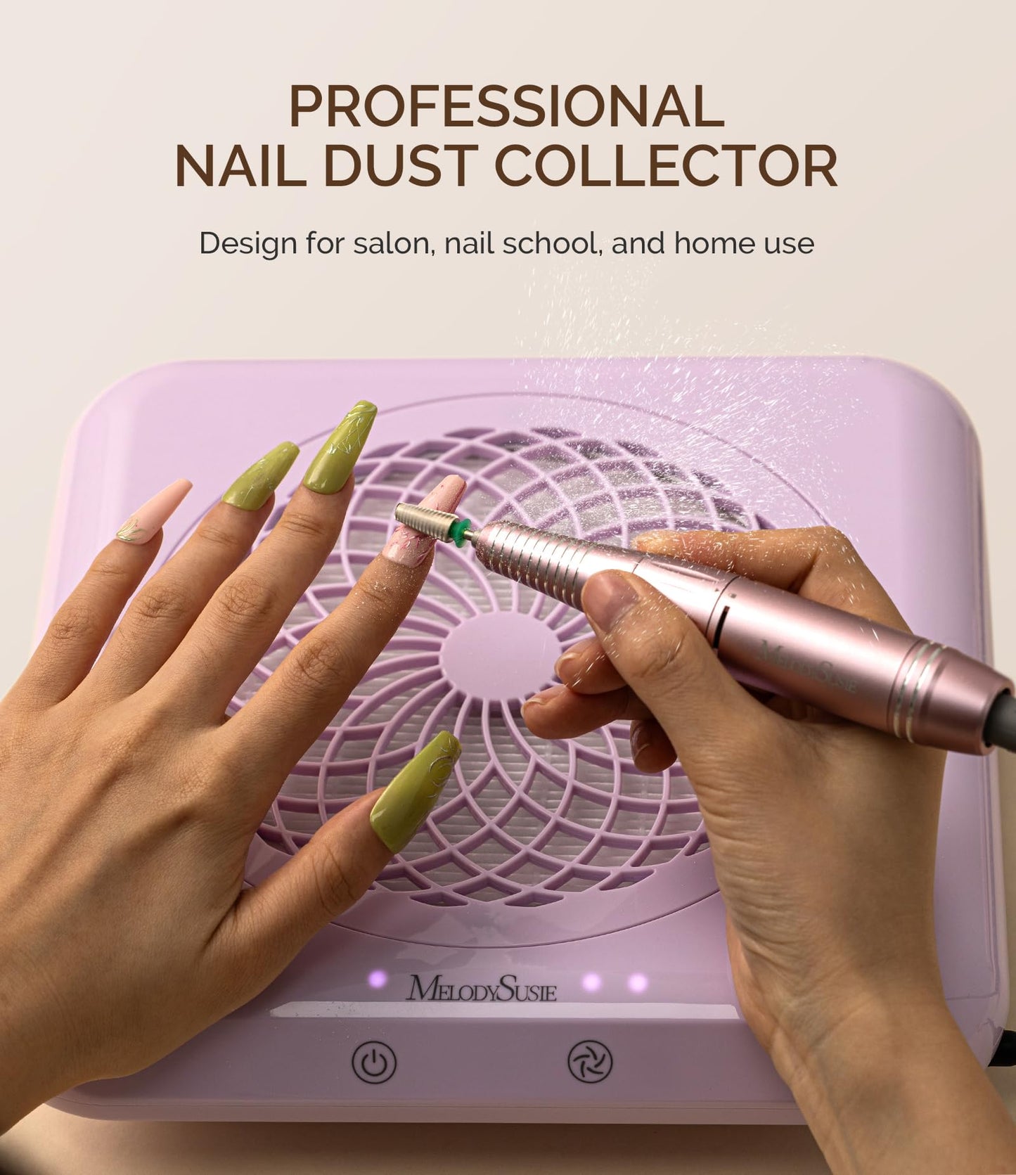 MelodySusie Professional Nail Dust Collector with Max Suction Power,SProF 4500RPM Nail Vacuum Fan with 3 Suction Modes,Touch Control,Acrylic Nail Tools for Nail Tech & Salon Use,Purple
