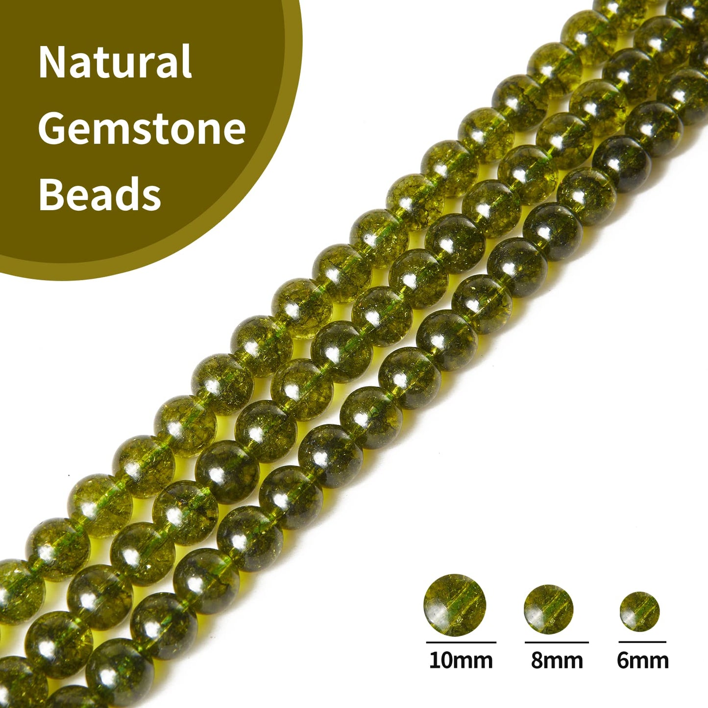 35pcs 10mm Natural Peridot Beads Gemstone Beads Round Loose Beads for Jewelry Making