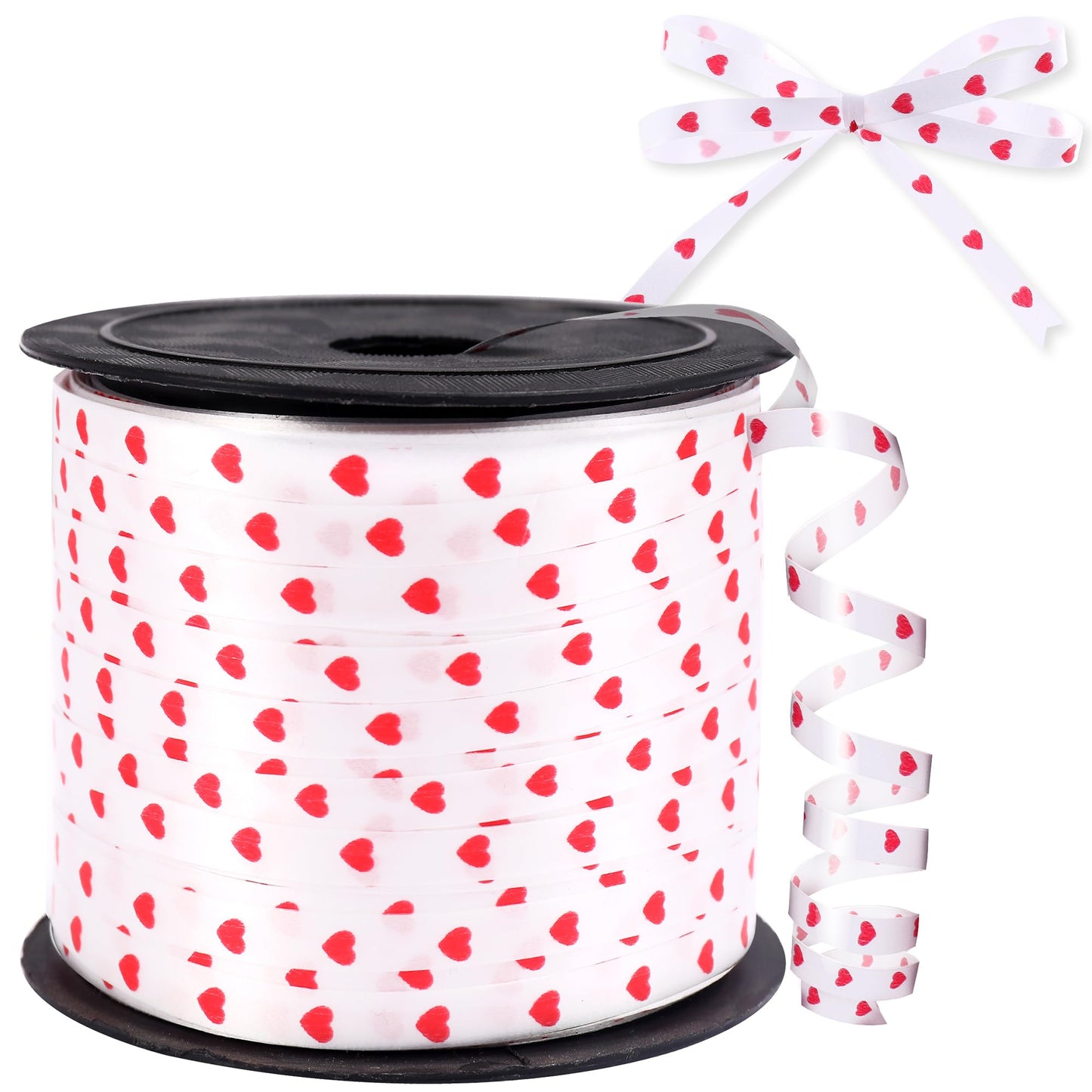 KatchOn, Red Heart Ribbon for Crafts - 100 Yards | Red Heart Curling Ribbon for Valentines Day Decorations | Valentines Ribbon | Bridal Shower Decorations, Happy Anniversary Decorations