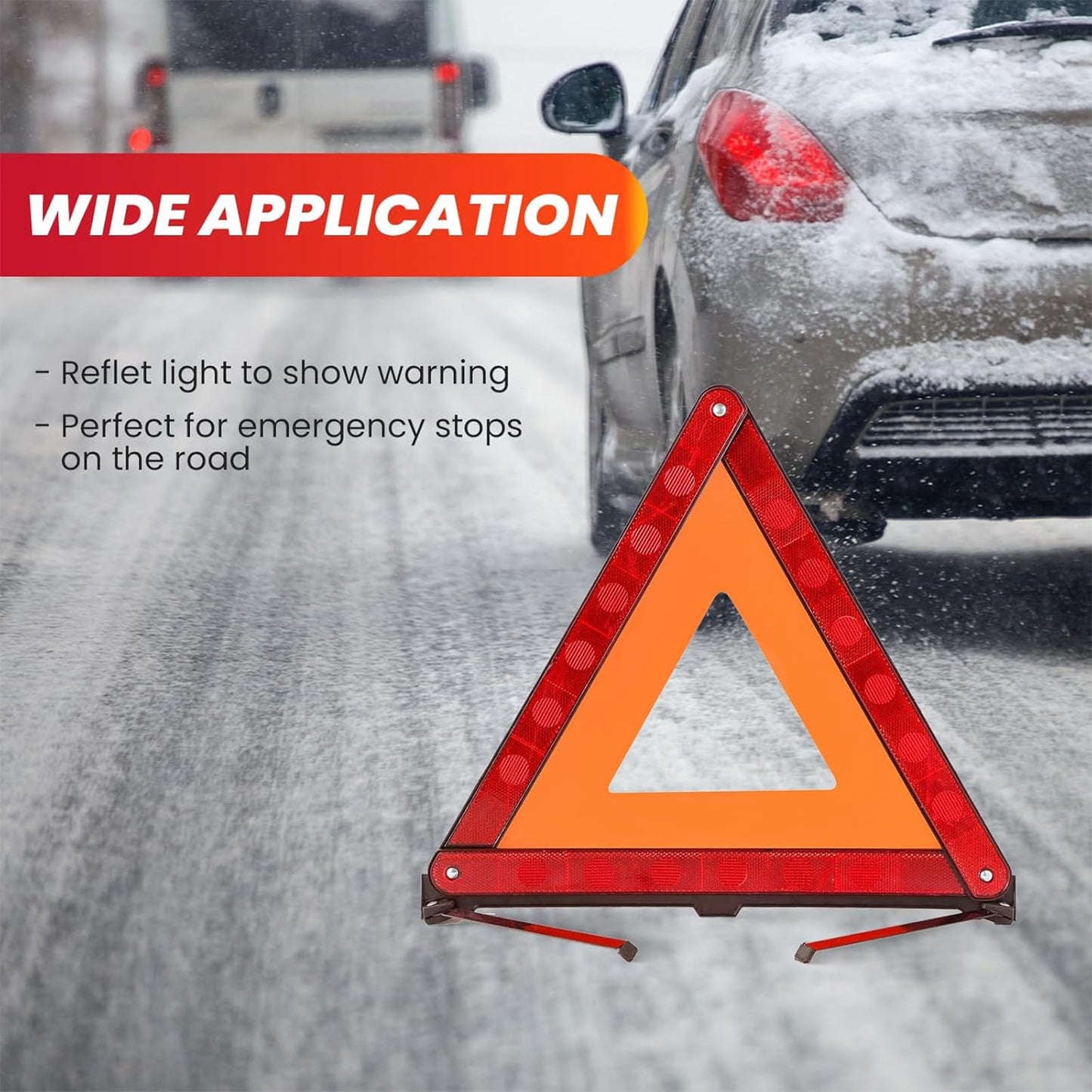 DASBET 3 Pack Emergency Warning Triangles with 2 Pack Reflective Vest Kit | Roadside Safety Triangle, Foldable Warning Reflective Triangle with Case for Vehicles Breakdown & Emergencies