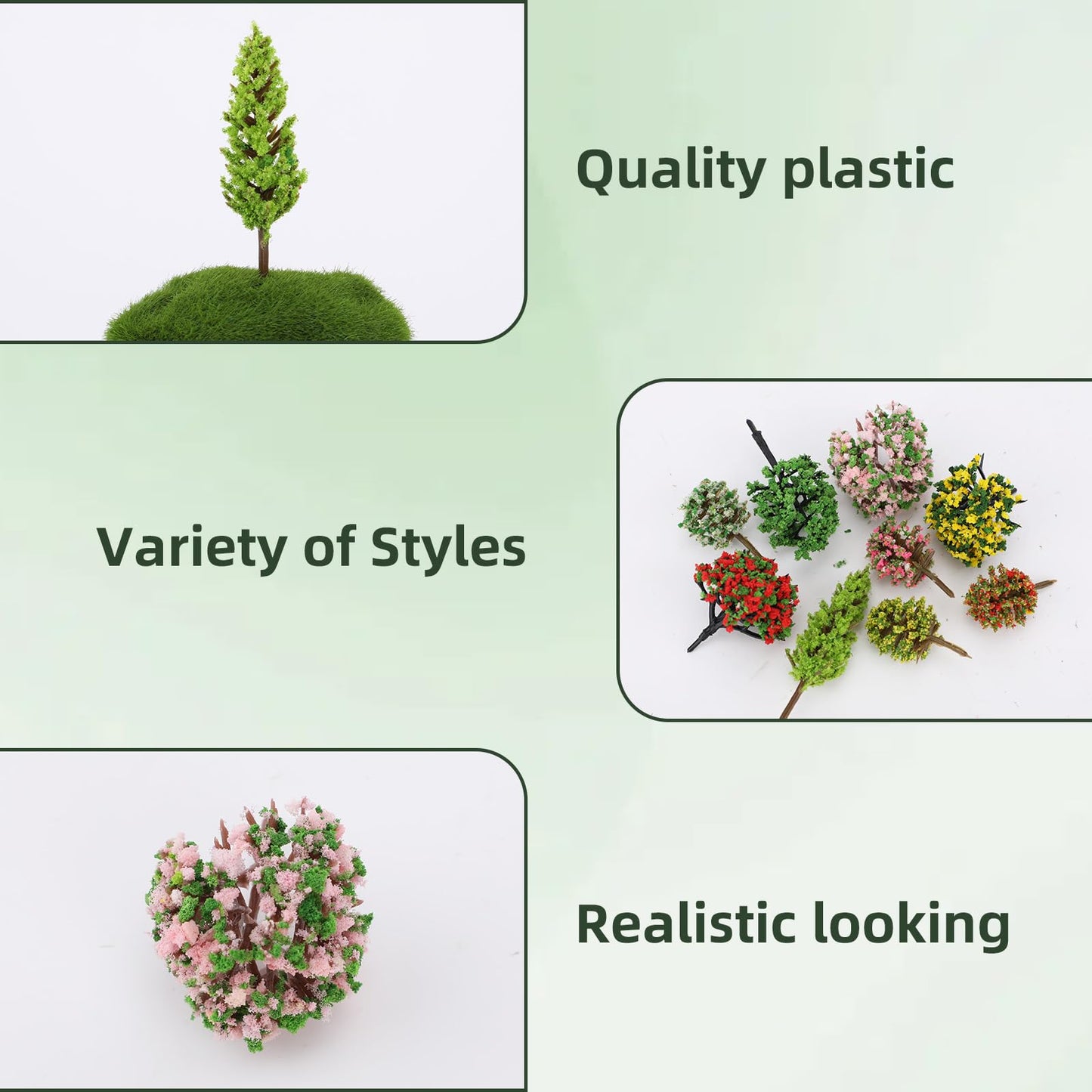 Gallipower 50pcs Model Trees 1.4-2.4" Mixed Diorama Model Tree Colourful Flower Trees Grass Architecture Mini Trees for Crafts Building Model Railway Scenery Landscape Supplies (Style 02)