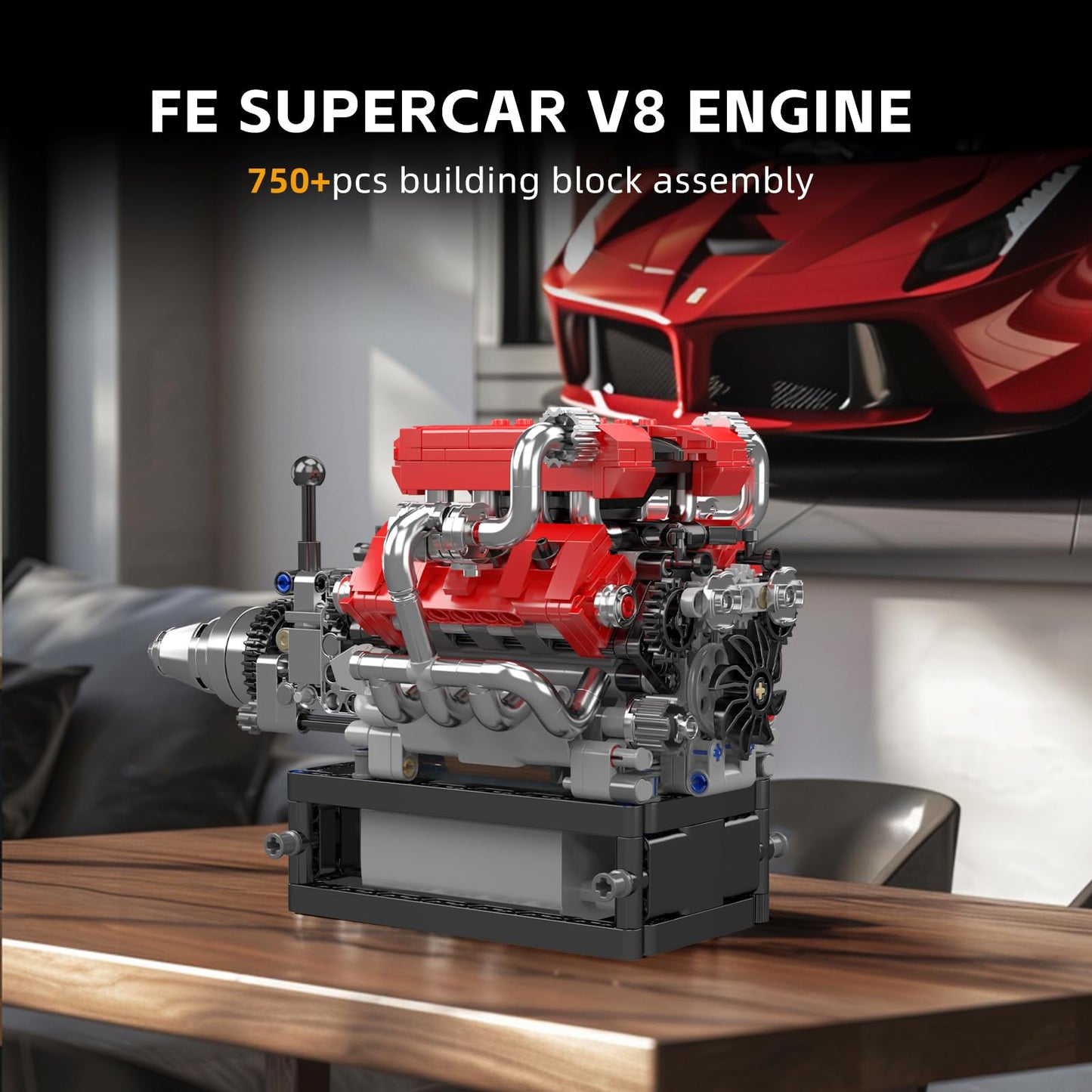 Mould King 10204 V8 Engine Model that Works - Build Your Own V8 Engine Toy, 8-Cylinder Petrol Car Engine Replica Model Building Kit for Adult (750 PCS)