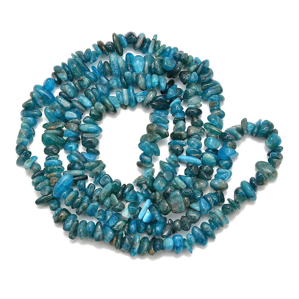 PLTbeads Gemstone Chips Natural Blue Apatite 3-5mm Healing Crystals Waist Bracelets Necklace Kit Irregular Stone DIY Crafts Design Jewelry Making Approxi 32 inch