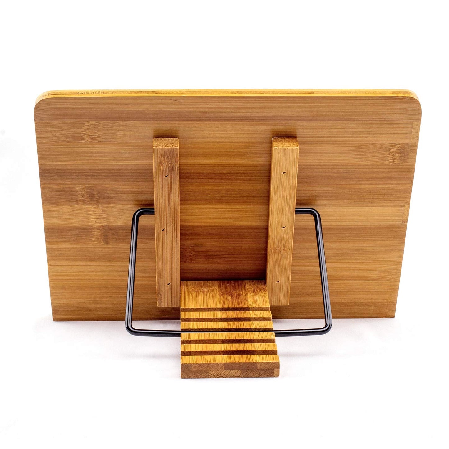 Large A+ (15.4 x 11) Inch XL Bamboo Book Stands & Holders for Reading Hands Free in Bed,Cookbook,Textbook,Law,with 6 Adjustable Height Document Stand