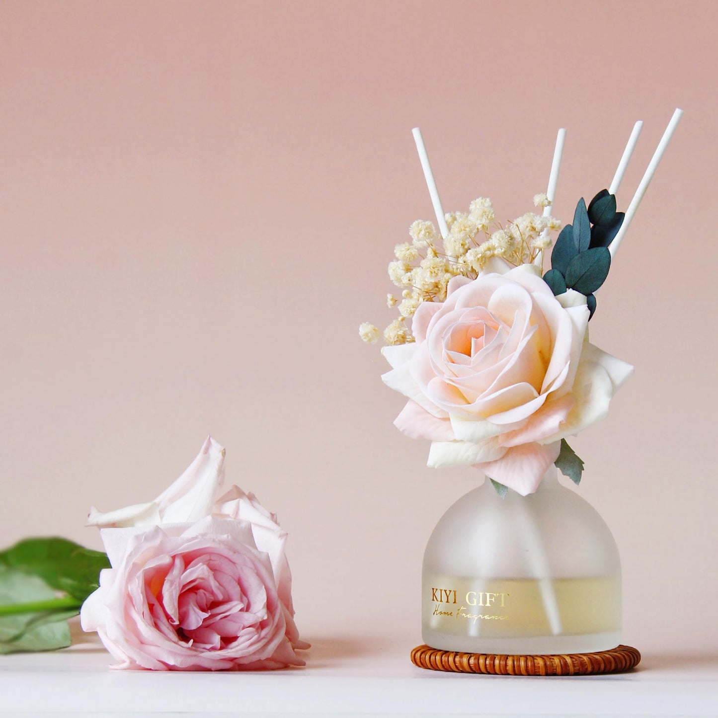 KIYIGIFT Reed Diffuser Set,4.06 oz Scented Diffuser with 6 Sticks,Home Fragrance,Reed Diffuser for Bathroom Shelf Decor (Jasmine Rose)