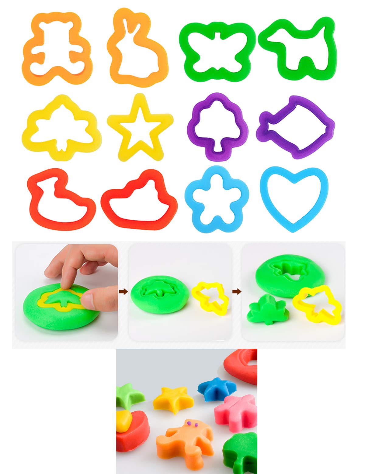 Kids Letter Molds Tools Set，Numeral Various Plastic Animal Molds for Creative Cutting (63 Pieces)
