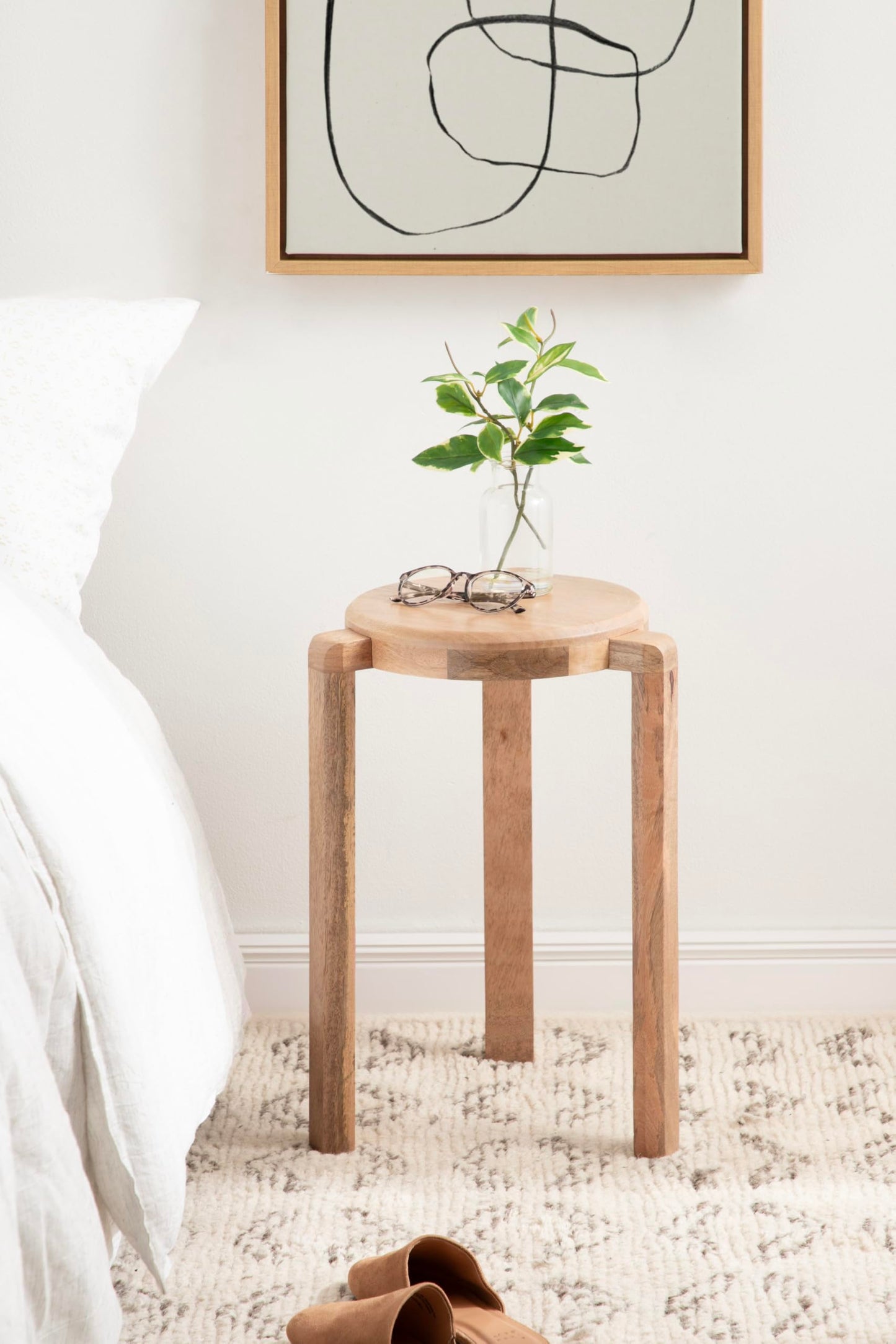 Kate and Laurel Stuart Wooden Round Side Table, 14 x 14 x 20, Natural Wood, Transitional Circle Nightstand Table for Use as Indoor Plant Stand or Living Room Accent Table