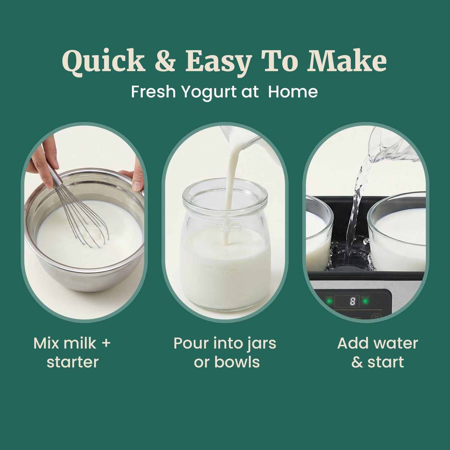 Elite Gourmet ProBioticPRO™ Digital Yogurt Maker, Programmable Temp & Time Control (68–127°F), Includes 8 Glass Jars (6 oz) + 2 Large 1-Qt Bowls, Stainless Steel, Auto Shut-Off