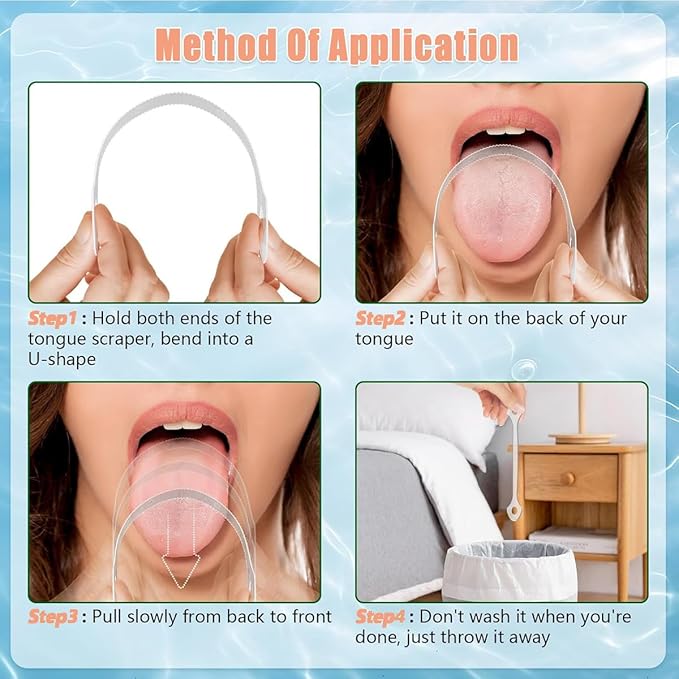 50 Count Disposable Tongue Scraper, Tongue Cleaner for Adults and Kids, Ergonomic plastic tongue scraper,Tongue Scrubber for Oral Care,Reduce Bad Breath,Promote Fresh Breath