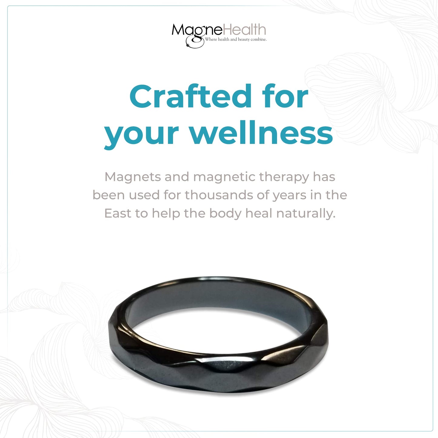 MAGNEHEALTH Hangover Ring, Thin Beveled Magnetic Hematite Band Ring, Hematite Band in Beveled Design for Magnetic Therapy, Acupuncture Ring - Size 7