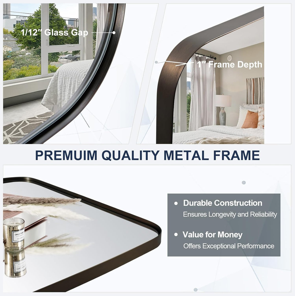 ANDY STAR Oval Mirrors for Bathroom, 20x30 Bronze Bathroom Vanity Mirror with Metal Frame, Oil Bronze Oblong Mirror for Over Sink, Modern Anti Rust Wall Mounted
