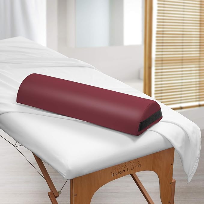 Saloniture Jumbo Half Round Massage Table Bolster Pillow Pad - 26 x 9 x 4.5 Inch - Burgundy