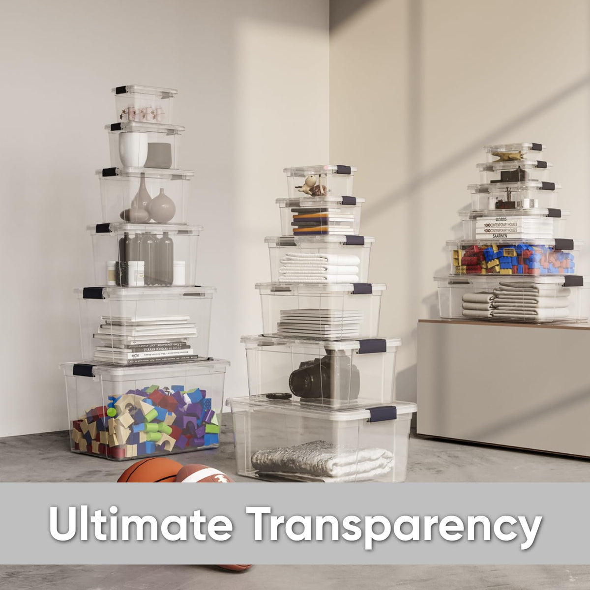 Clear Storage Boxes with Lids (8 Count)