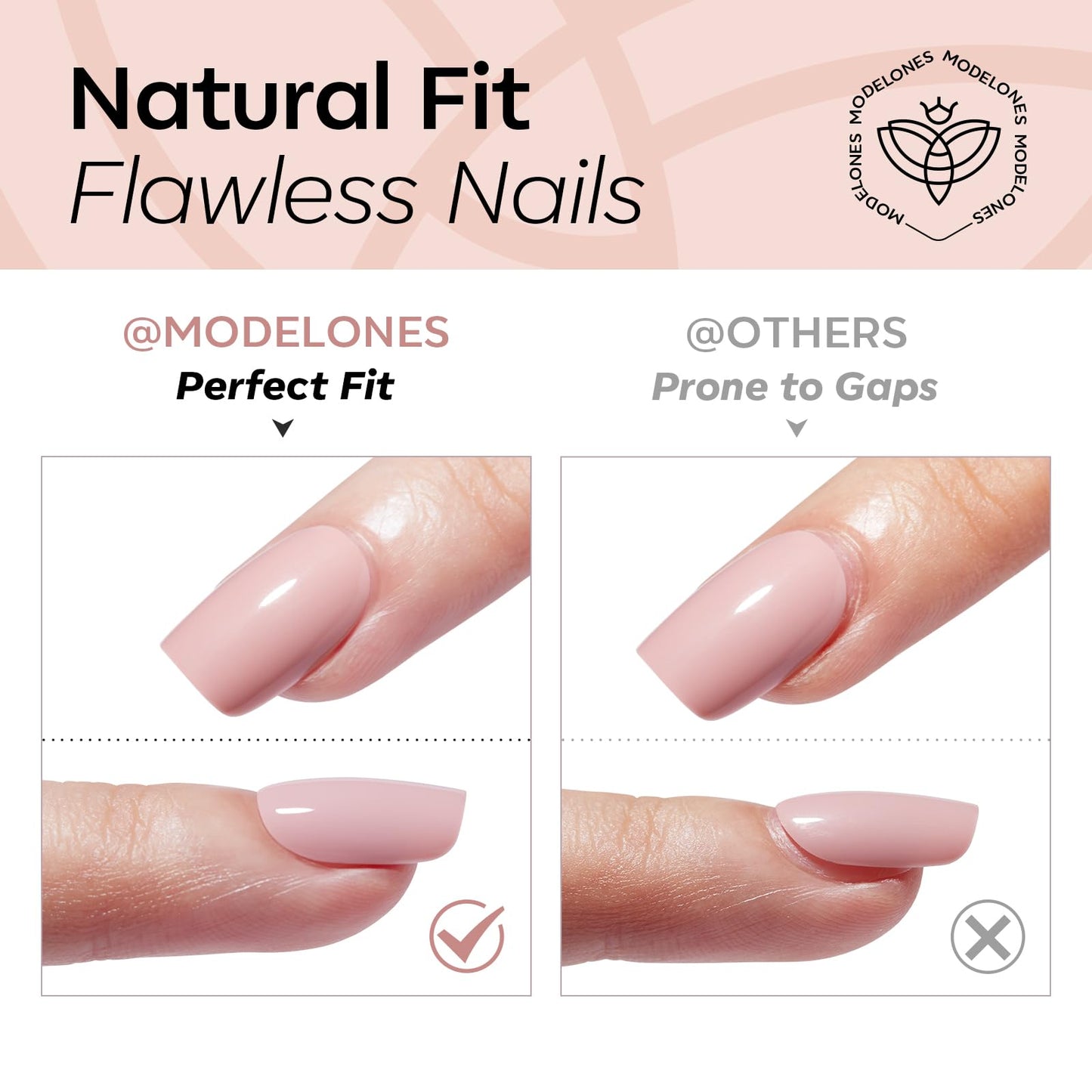 Modelones Extra Short Press on Nails, Red French Squoval Fake Nails, Reusable Nail Kit with Nail Glue Adhesive Tabs Mini Nail File, Nails Press Ons 32Pcs 16 Sizes