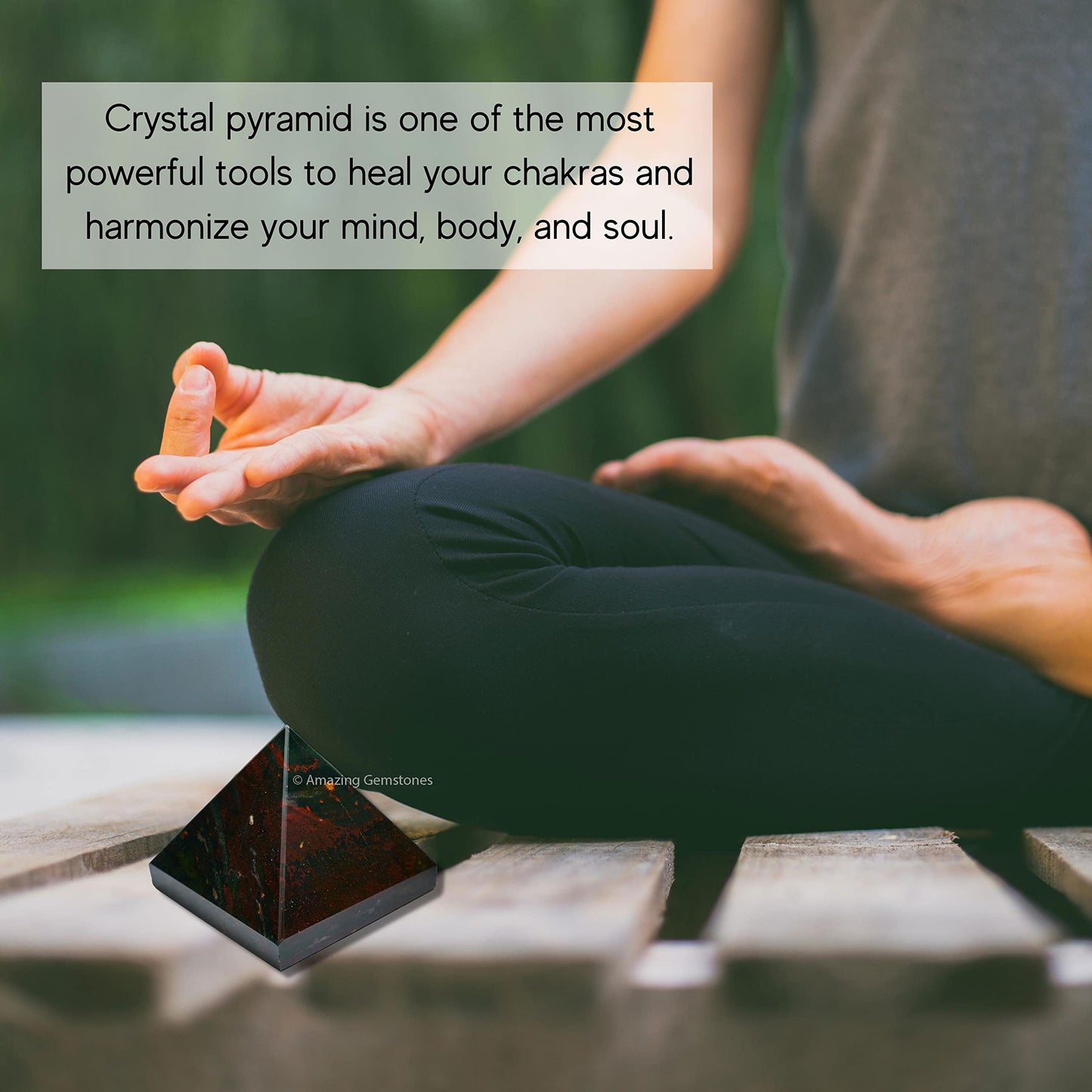 Amazing Gemstone Bloodstone Pyramid Crystal Healing Stones - 2" Great Pyramid Figurine of Natural Stone Pyramid for Meditation, Reiki, Chakra Balancing and Crystal Pyramids Grid