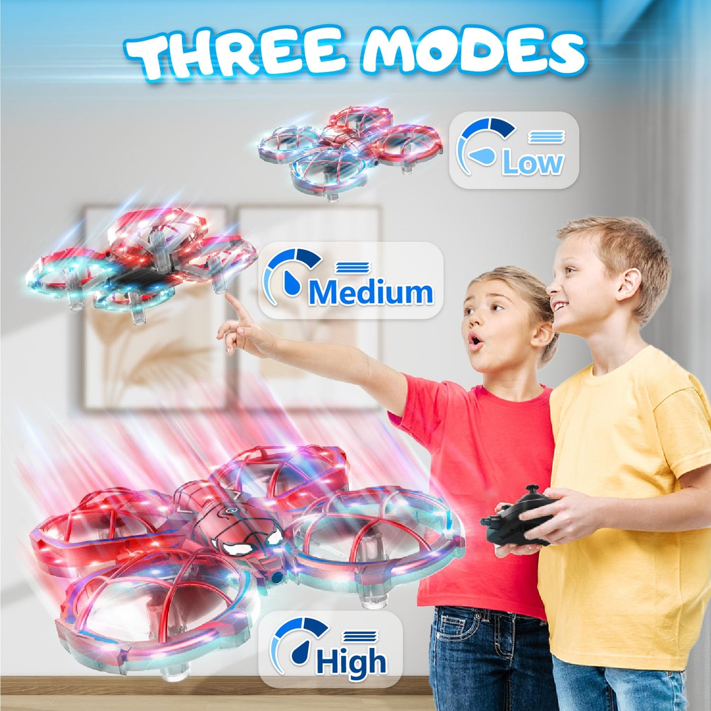 Gofimyee Mini drone for kids, toy with remote control, with 360° rotations and 3 speed modes, drone for children and beginners aged 8, 9, 10 years, one-touch takeoff, children's gift