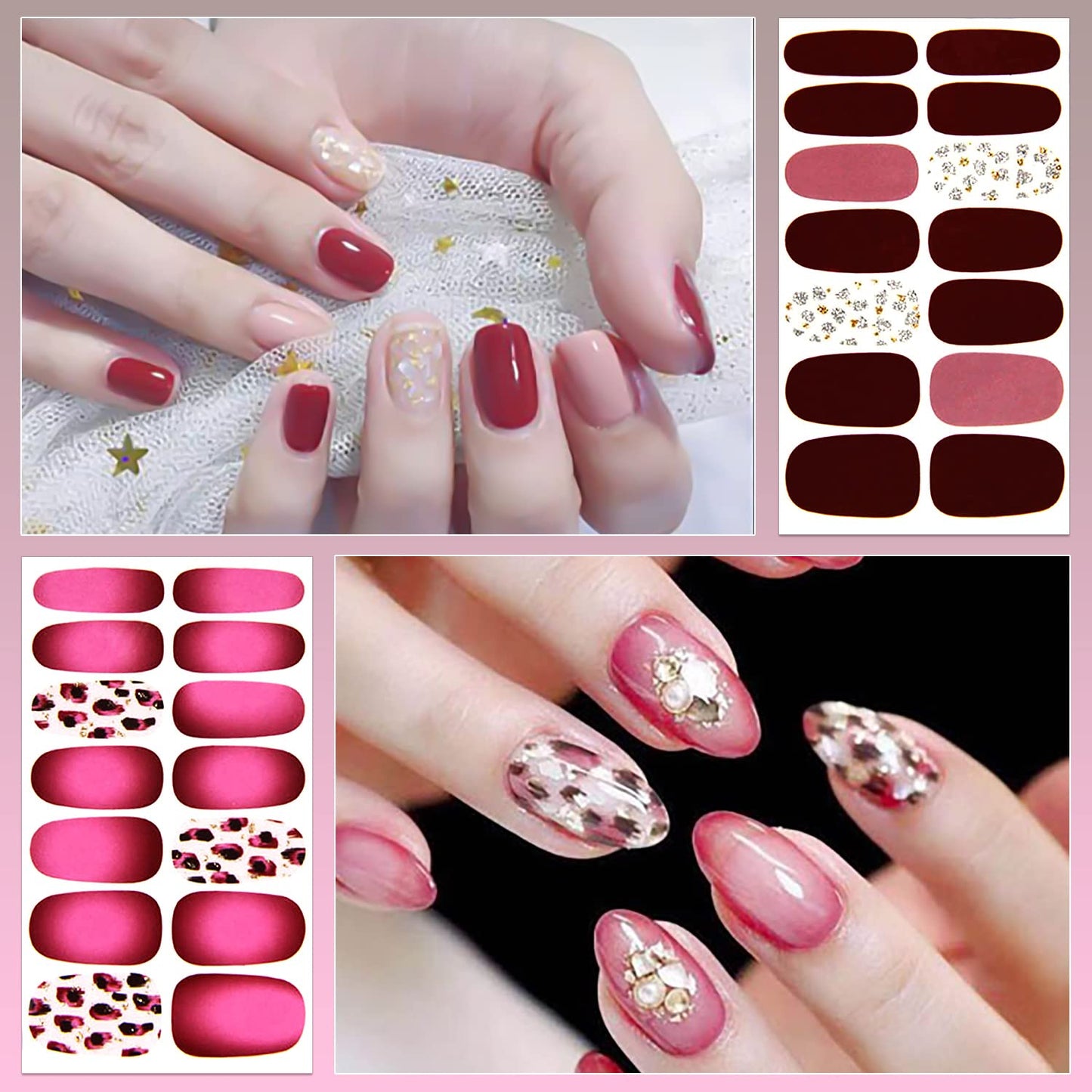 DANNEASY 30 Sheets Nail Polish Strips for Women Full Nail Wraps Gel Nail Strips Self Adhesive Nail Polish Stickers Stick On Nails Fingernails Manicure Sticker for Nail Art with Nail File