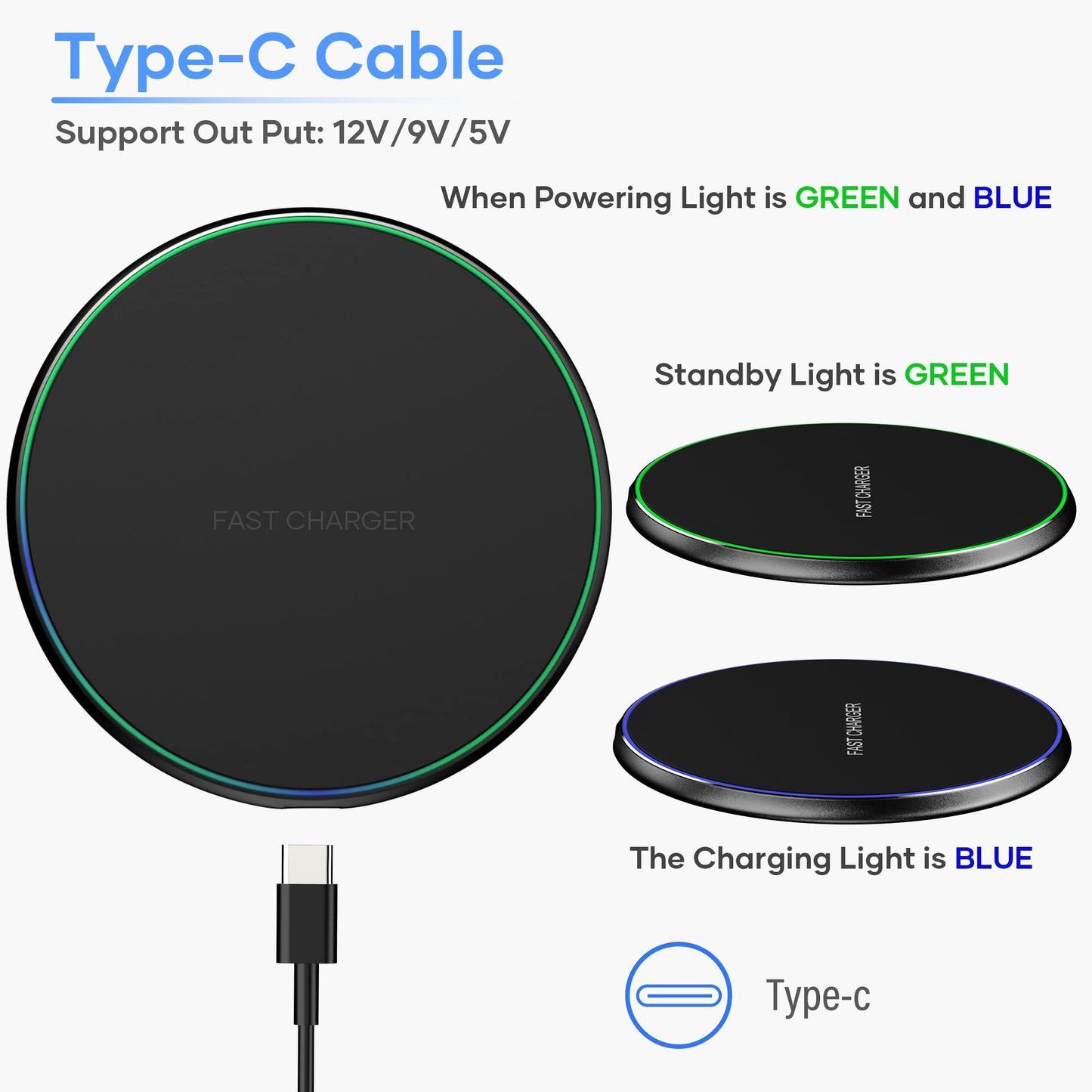 Wireless Charger, Wireless Charging Pad Compatible with iPhone 16 15 14 13 12 11 Pro Max, 15W Max Fast Wireless Charging Pad Mat for Samsung Galaxy S23/S22/S21/S20/S10, AirPods Pro/3/2, 2 Pack