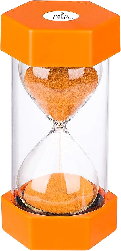 SuLiao Sand Timer 3 Minute Hourglass: Large Orange Plastic Sand Watch 3 Min, Reloj De Arena 3 Minutos,Colorful Hour Glass Sandglass Timer,Games,Classroom,Kitchen,Decr
