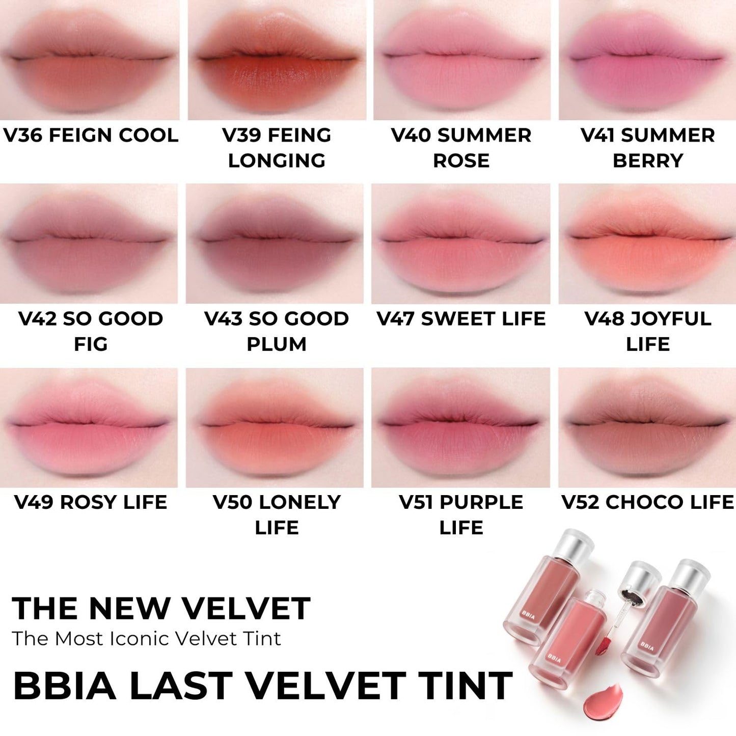 BBIA Last Velvet Tint NEW - Soft Creamy Matte Finish Lip Stain, Blur Effect & Velvety Texture, Long-Lasting, High Pigment, Non-Drying, Vegan, Korean Lip Makeup (V41 SUMMER BERRY, Pack of 1)