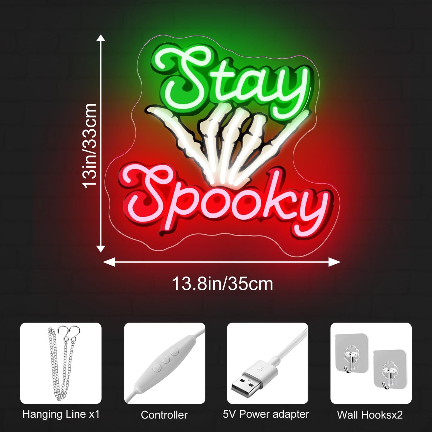 Stay Spooky Neon Sign, Custom Halloween LED Light, Gothic Decor for Halloween Party,Ghost Halloween, Personalized Gift, 13.8"x13"