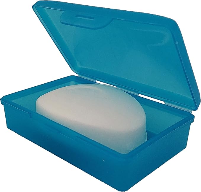 Soap Box 1 Ct Aqua - Made in The USA - Soapbox with Hinged Lid and Secure Latch