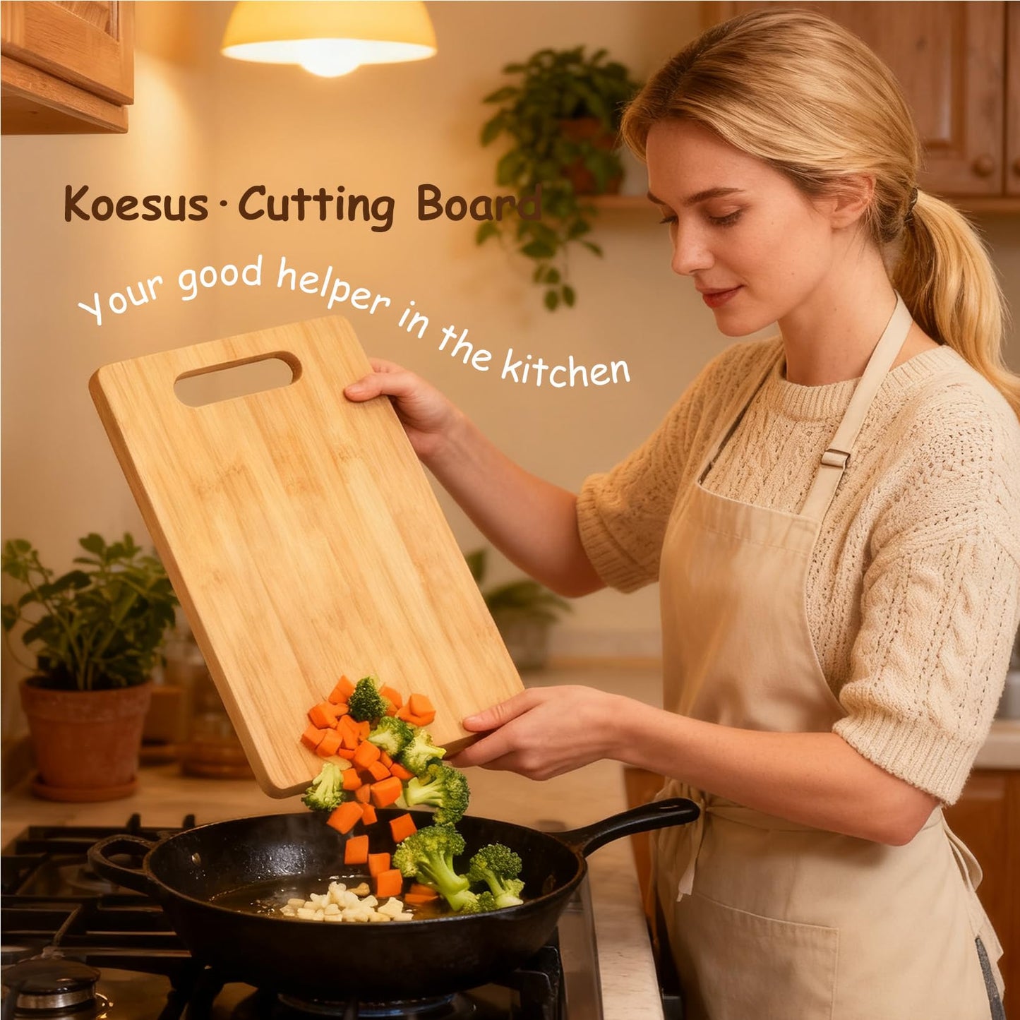 Koesus Kitchen Conversions Cutting Board, Gifts for Cooking Lovers, Gifts for Cooks Chefs Bamboo Cutting Chopping Boards for Kitchen