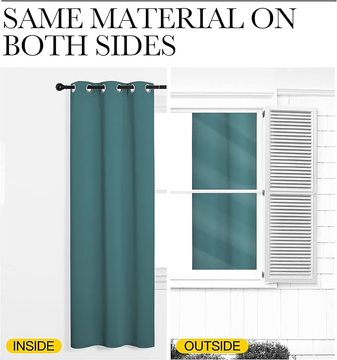 NICETOWN Sea Teal Blackout Curtains 102 inches Length for Living Room, 2 Panels, 55" Wide, Thermal Insulated Long Drapes for Large Window