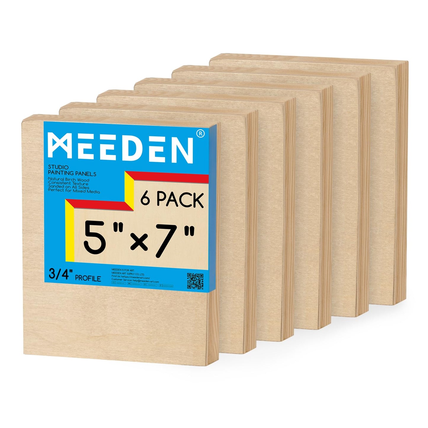MEEDEN Unfinished Wood Canvas Board: 3/4” Deep 5x7” Wooden Canvas Panel Pack of 6 - Blank Cradled Wood Art Board for Painting