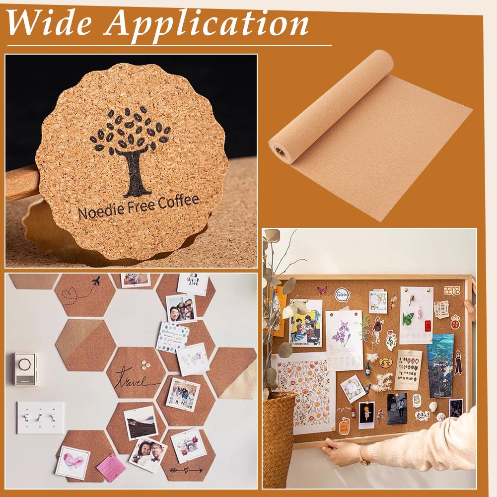 BENECREAT 137.8x15.7 Inch Cork Board Roll, 1mm Thick Rectangular Natural Cork Piece, Cork Sheet Roll for Bulletin Boards, Wall Decorations, DIY Crafts