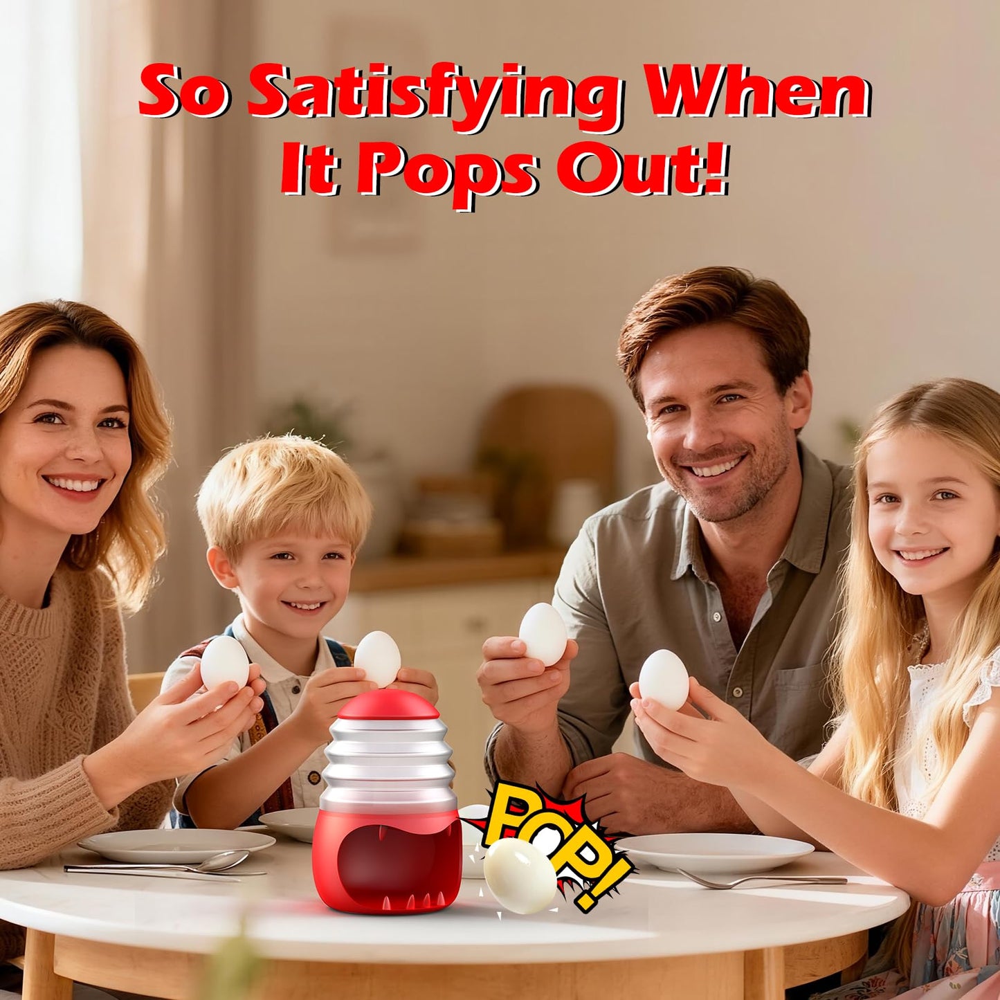 Pop It or Eat It：PowCube Boiled Egg Peeler, Fun Egg Peeling Challenging for Family