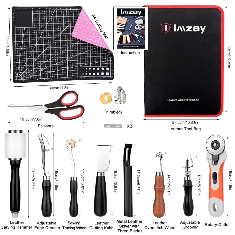 IMZAY 415 PCS Leather Working Kit, Leather Tool Kit, LeatherCrafting Kit for Beginners with Leatherworking Tools Punching Sewing Stamping Sanding Tools for Leathercraft Professional