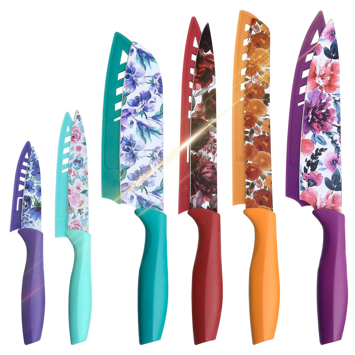UPTRUST Knife Set, 12-piece Kitchen Knife Set Nonstick Coated, Professional Kitchen Cutlery Set for Chef, Cooking, Camping, Outdoor, Gift for Mom