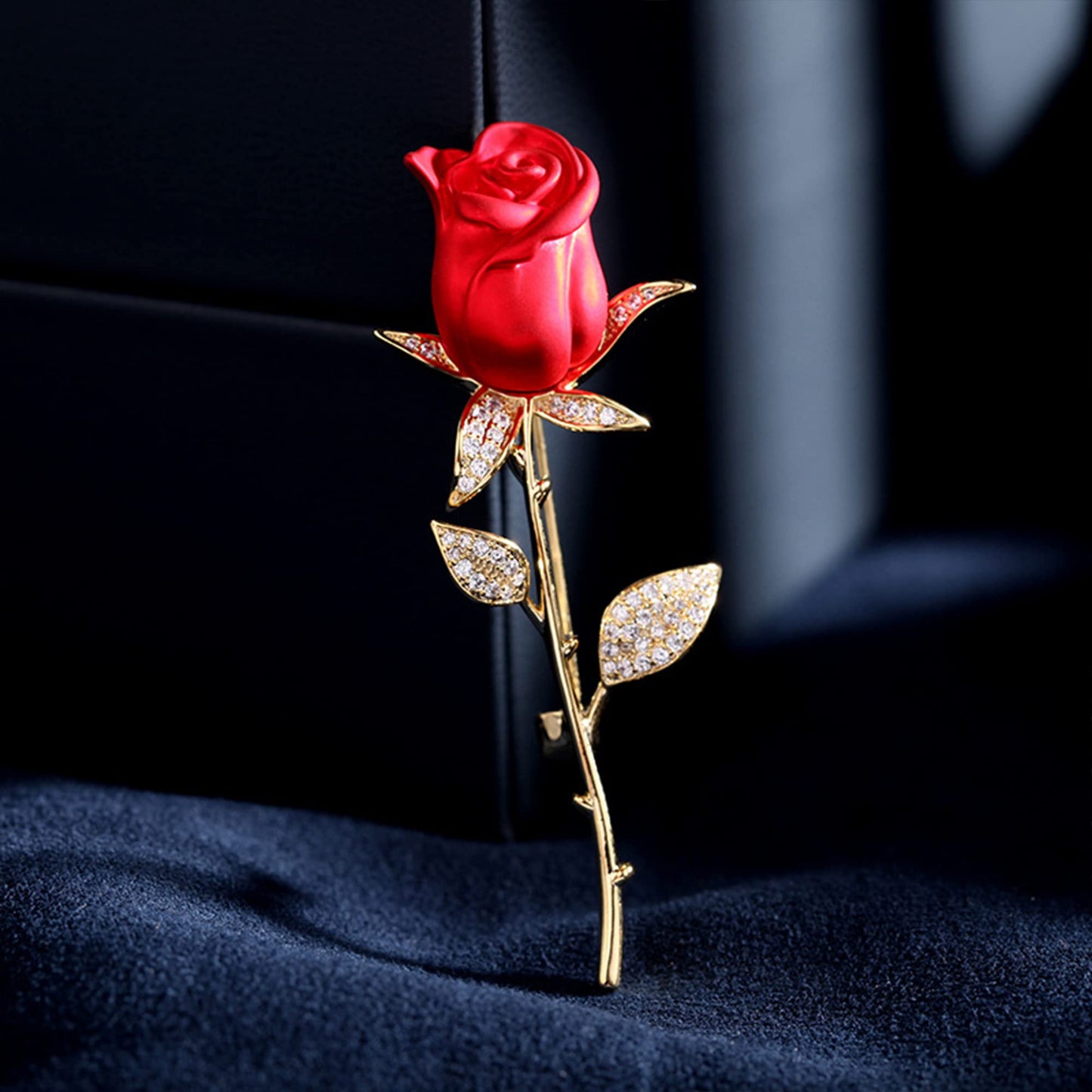 Seakuur Floral Elegant Red Rose Shape Brooch Pin for Women Mothers Day Accessory (C)
