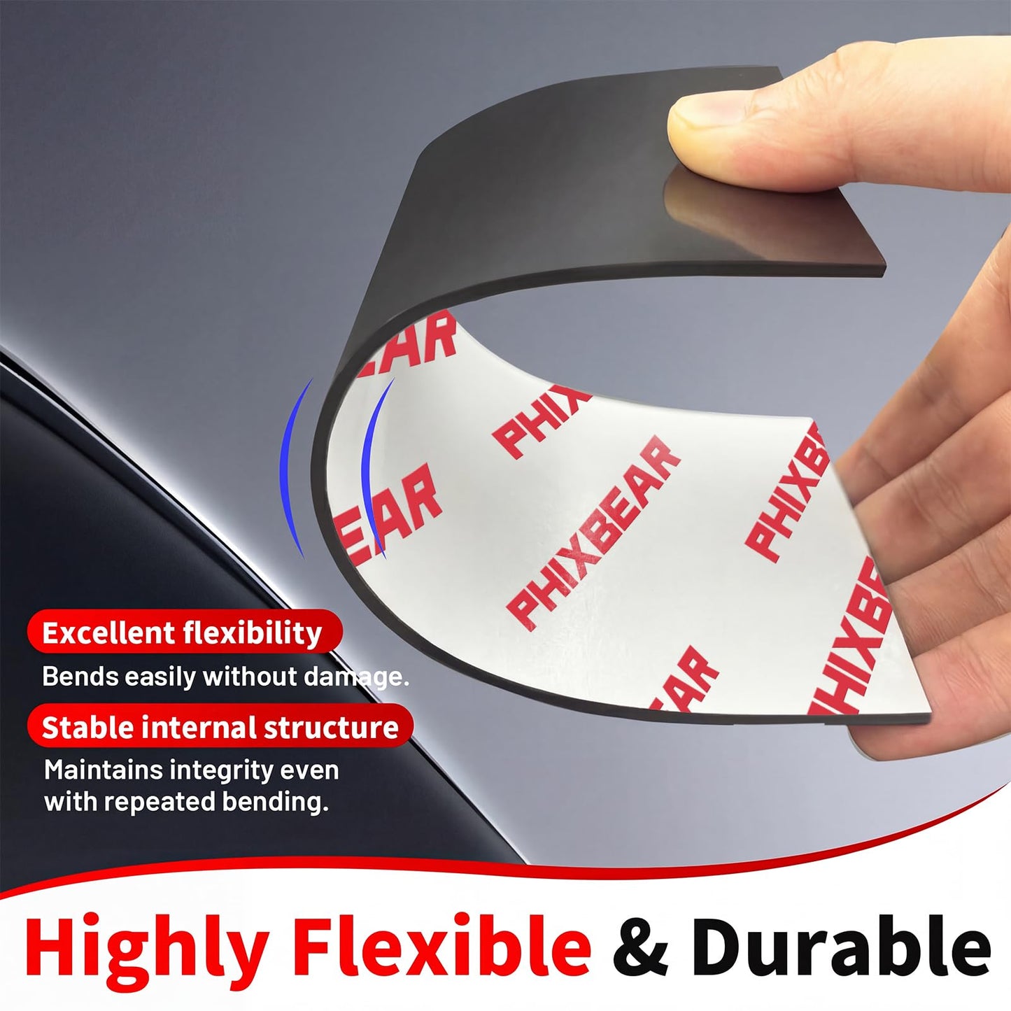 PHIXBEAR 80mil Strong Magnetic Sheet with Adhesive Backing, 8.28" x 11.7" High Magnetic Strength Ultra-Thick Flexible Rubber Magnets, Easy to Cut for Crafts,Fridge, Vehicle displays (1-Pack)